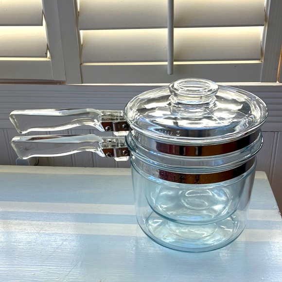 Pyrex Kitchen Vintage Retro Pyrex Double Boiler Flameware Clear